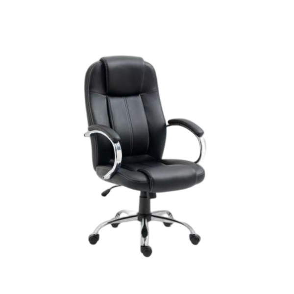 9606-BK Fauteuil de Bureau Noir avec Dossier Haut et Accoudoirs – Modèle 9606-BK