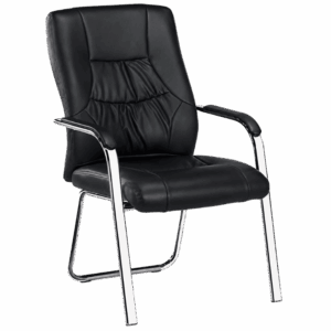 B-01C Chaise Visiteur Noire Rembourrée avec Accoudoirs – Modèle B-01C