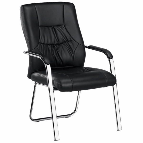 B-01C Chaise Visiteur Noire Rembourrée avec Accoudoirs – Modèle B-01C